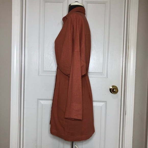 Abercrombie & Fitch Linen Button Down Lined Long Sleeve Rusty Shirt Dress XSP - Picture 5 of 16